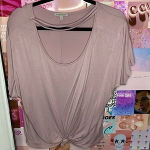 Light purple flowy tshirt with cutout neckline